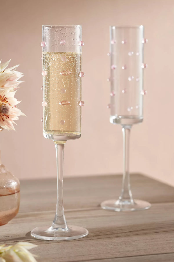 Pink Confetti Flutes Set of 2