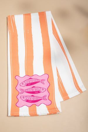 Striped Sardines Cocktail Towel