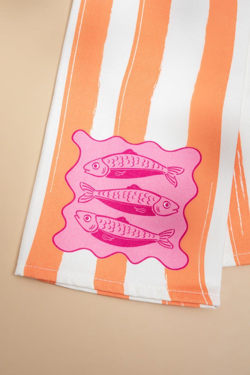 Striped Sardines Cocktail Towel