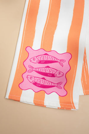Striped Sardines Cocktail Towel