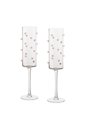 Pink Confetti Flutes Set of 2
