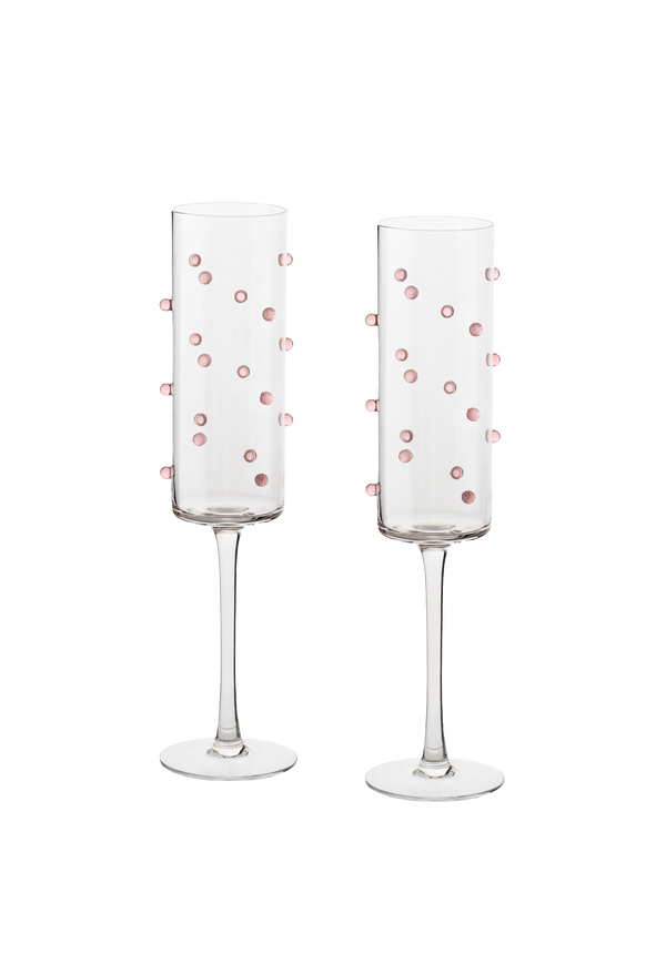 Pink Confetti Flutes Set of 2
