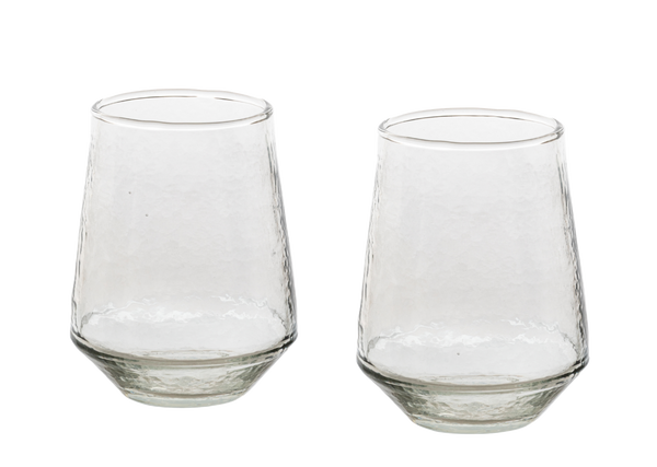 Hammered Glass Tumblers Set of 2